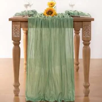 Stylish Sage Green Cheesecloth Table Runner for Spring Events