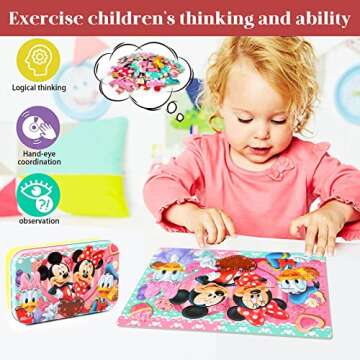 MZZOTOY Puzzles for Kids Ages 4-8, 60 Pieces Puzzles for Kids Ages 3-5 in a Metal Box Jigsaw Puzzles Girls and Boys Educational Puzzlese Toys Gifts