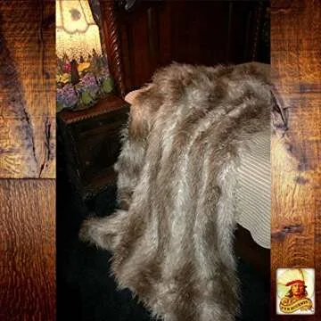Plush Brown and Ivory Long Hair Mongolian Sheepskin - Llama - Shaggy Faux Fur Throw Blanket - Premium Quality Designer Throw Blanket - Soft Minky Cuddle Fur Lining (5'x7')
