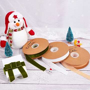 arricraft 18.5 Yards × 1 Inch Single Side Velvet Ribbon, Green Velvet Ribbon,Satin Ribbon Roll for Wedding, Gift Wrapping, Hair Bows, Flower Arranging, Home Decorating (Olive)