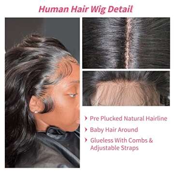 soHygge 13x4 Lace Front Wigs Human Hair 24 Inch Lace Front Wigs Pre Plucked with Baby Hair 180% Density Glueless Human Hair Wigs for Women HD Transparent Lace Frontal Wigs Natural Black