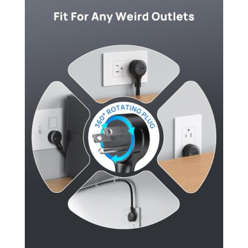 TROND 360° Rotating Flat Plug Surge Protector Power Strip