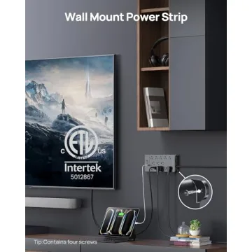 TROND 360° Rotating Flat Plug Surge Protector Power Strip