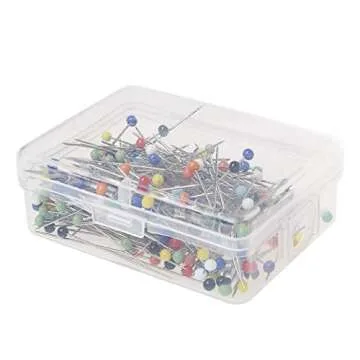 Color Scissor 250 Pieces Sewing Pins 38mm Ball Glass Head Pins Straight Quilting Pins for Fabric,Dressmaker Jewelry Decoration
