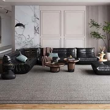 EDEN LIFE Comfy Vintage Lazy Floor Sofa Modern Armless Togo Lounge Sofa Mid Century Oversized Faux Leather Retro Couch for Adults Decorative Cozy Sofa for Living Room, Bedroom, Black