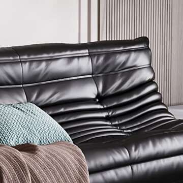 EDEN LIFE Comfy Vintage Lazy Floor Sofa Modern Armless Togo Lounge Sofa Mid Century Oversized Faux Leather Retro Couch for Adults Decorative Cozy Sofa for Living Room, Bedroom, Black