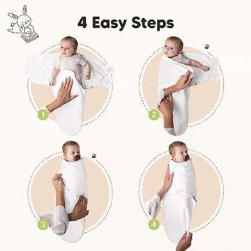 KeaBabies 3-Pack Organic Baby Swaddle Sleep Sacks - Newborn Swaddle Sack, Ergonomic Baby Swaddles 0-3 Months,Swaddles for Newborns,Baby Sleep Sack,Baby Swaddle Blanket Wrap,Baby Essentials(Cloud)