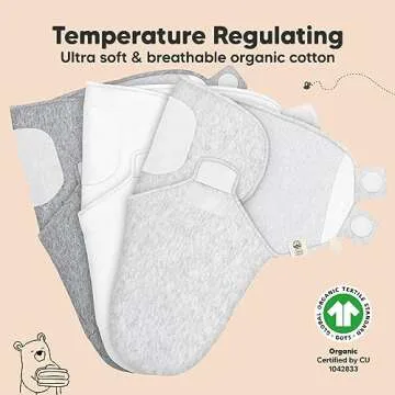 KeaBabies 3-Pack Organic Baby Swaddle Sleep Sacks