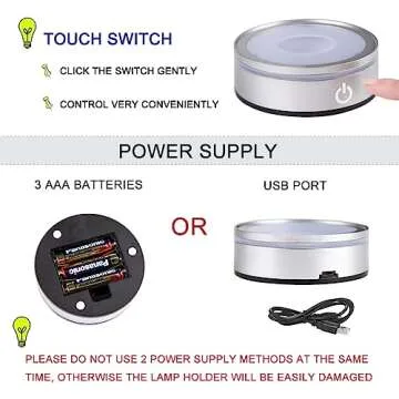 IFOLAINA LED Light Base Lighted Display Stand for Crystal Ball Glass Art Tumbler RGB Multicolor Lighting Round Pedestal USB Battery Operated - Sphere Stand