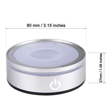 IFOLAINA LED Light Base Lighted Display Stand for Crystal Ball Glass Art Tumbler RGB Multicolor Lighting Round Pedestal USB Battery Operated - Sphere Stand