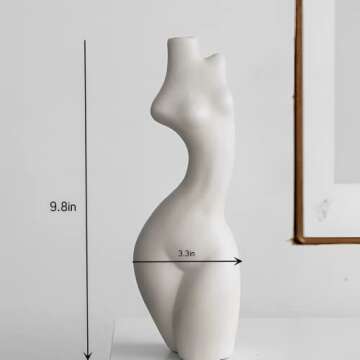 SHARYI Female Body Art Vases - Unique White Ceramic Home Decor for Boho, Maximalist and Minimalist a...