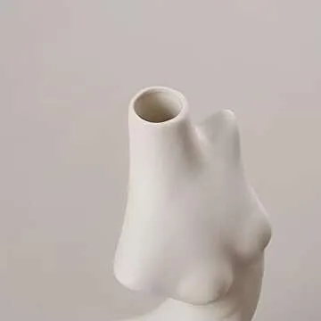 SHARYI Female Body Art Vases - Unique White Ceramic Home Decor for Boho, Maximalist and Minimalist as Centerpieces, Shelf Decorations, or Flower Vases for Living Room, Bedroom, Bathroom!