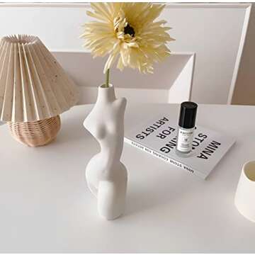 SHARYI Female Body Art Vases - Unique White Ceramic Home Decor for Boho, Maximalist and Minimalist as Centerpieces, Shelf Decorations, or Flower Vases for Living Room, Bedroom, Bathroom!