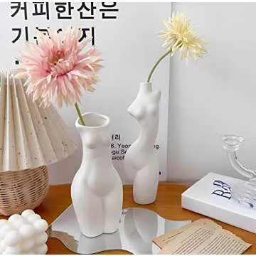 SHARYI Female Body Art Vases - Unique White Ceramic Home Decor for Boho, Maximalist and Minimalist as Centerpieces, Shelf Decorations, or Flower Vases for Living Room, Bedroom, Bathroom!