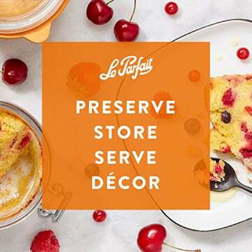 Le Parfait Super Terrine - 1L French Glass Canning Jar w/Straight Body, Airtight Rubber Seal & Glass Lid, 32oz/Quart (Single Jar)