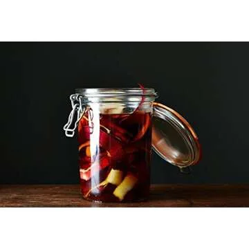 Le Parfait Super Terrine - 1L French Glass Canning Jar w/Straight Body, Airtight Rubber Seal & Glass Lid, 32oz/Quart (Single Jar)