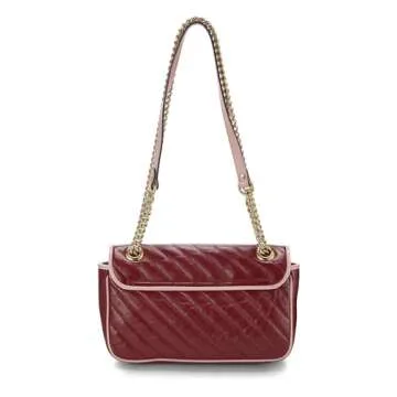 Gucci Pre-Loved Red Leather GG Marmont Shoulder Bag