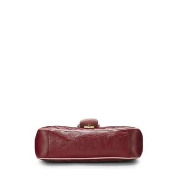 Gucci, Pre-Loved Red Leather Torchon GG Marmont Shoulder Bag Small, Red