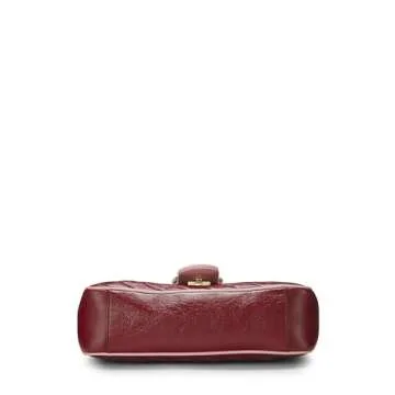 Gucci Pre-Loved Red Leather GG Marmont Shoulder Bag