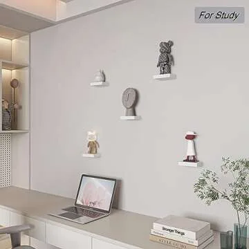 HAO Small Floating Shelf 6 inch Wall Mounted Mini Hanging Display Shelves for Living Room Bedroom Bathroom Set of 5 White