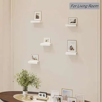 HAO Small Floating Shelf 6 inch Wall Mounted Mini Hanging Display Shelves for Living Room Bedroom Bathroom Set of 5 White