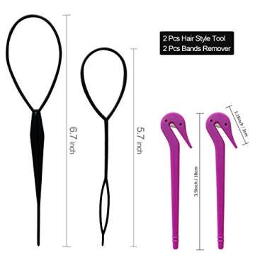 Gexolenu 2 pcs Hair Rubber Bands Remover Cutter, Hair Braid Accessories Ponytail Maker, French Braid Tool Loop for Hair Styling - Hair Tie Tool