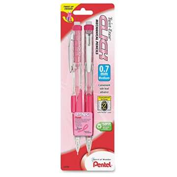 Pentel Breast Cancer Awareness Twist Erase CLICK Mechanical Pencil, (0.7mm) (PD277TBP2P-BC)
