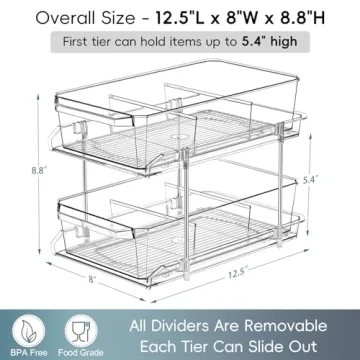 2 Tier Clear Organizer with Dividers - Perfect for Any Space