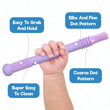 BABYSKIT Flexible Hollow Teething Tubes for Infants - Easy to Hold and Clean Teething Straws for Babies, Safe Silicone Teething Stick for 0-6 Months