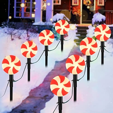 C9 Christmas LED Candy Pathway String Lights Outdoor, Multi-Color String Lights Waterproof for Pathw...