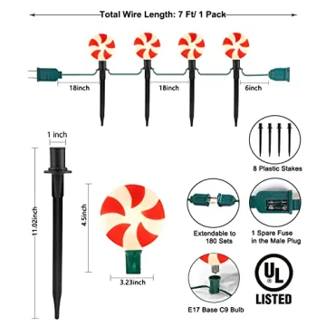 C9 LED Candy Pathway String Lights - Outdoor Festive Decor