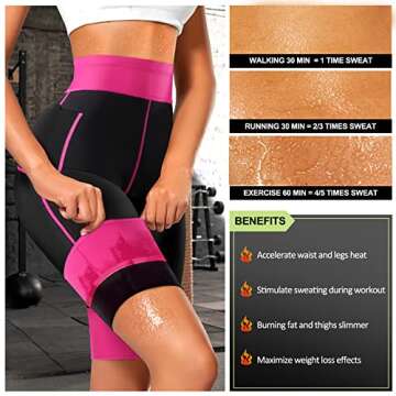 TrainingGirl Women's Hot Neoprene Sauna Sweat Shorts with Pocket Weight Loss Slimming Pants Workout Body Shaper Yoga Leggings (Black-Pink, M (See in Last Picture))