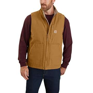 Carhartt Men's Sherpa Lined Mock-Neck Vest for Winter