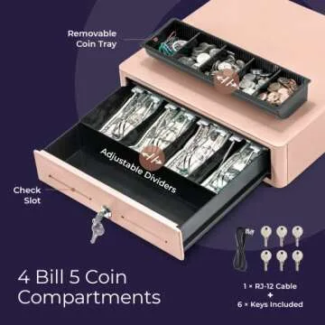 Volcora Cash Register Drawer for POS System - Pink, Durable