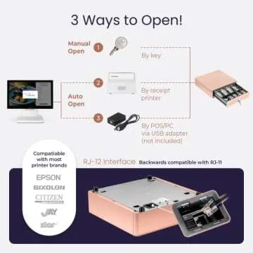 Volcora Cash Register Drawer for POS System - Pink, Durable