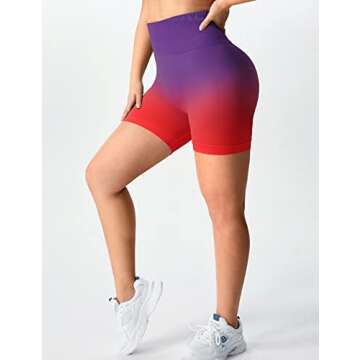 YEOREO Women Seamless Scrunch Workout Shorts High Waisted Booty Lifting Gym Yoga Shorts Ombre Wine L