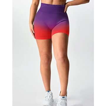 YEOREO Women Seamless Scrunch Workout Shorts High Waisted Booty Lifting Gym Yoga Shorts Ombre Wine L