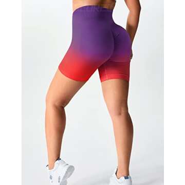 YEOREO Women Seamless Scrunch Workout Shorts High Waisted Booty Lifting Gym Yoga Shorts Ombre Wine L