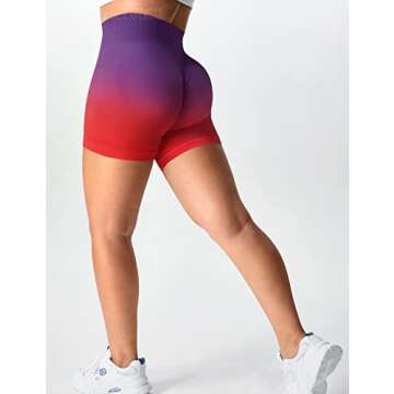 YEOREO Women Seamless Scrunch Workout Shorts High Waisted Booty Lifting Gym Yoga Shorts Ombre Wine L