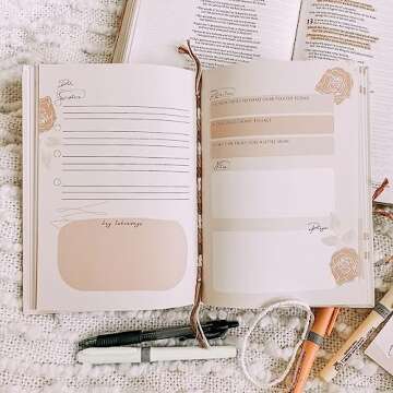 Steadfast and Sustained Bible Notes Journal Guided Devotional and Prayer Notebook for Women - SOAP Scripture, Takeaways, Notes - Gift Idea
