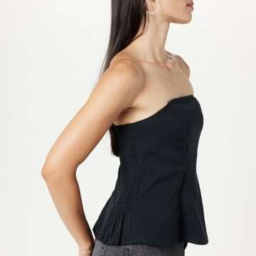 The Drop Women's Alejandra Strapless Corset Top, Black, S