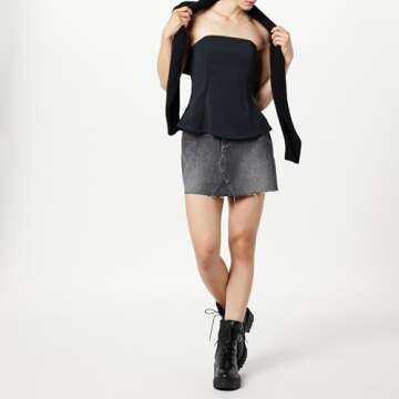 The Drop Women's Alejandra Strapless Corset Top, Black, S