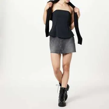 The Drop Women's Alejandra Strapless Corset Top, Black, S