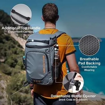 SPARTER Backpack Cooler Insulated Leak Proof 30 Cans, 2 Insulated Compartments Thermal Bag, Portable Lightweight Beach Travel Camping Lunch Backpack for Men and Women