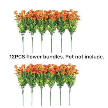 florisso Artificial Fake Fall Mums Flowers Plants for Outdoor Outside Decoration, 12 Bundles Faux Si...