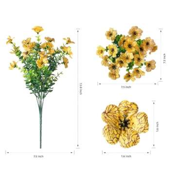 florisso Artificial Fake Fall Mums Flowers Plants for Outdoor Outside Decoration, 12 Bundles Faux Silk Orange Daisy UV Resistant Look Real for Autumn Front Door Porch Planter Patio Garden Home