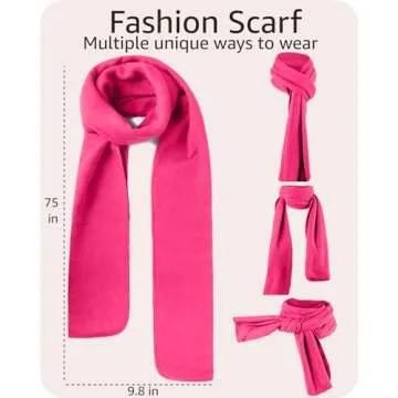 Hot Pink 3 Pieces Set Hat, Gloves and Scarf for Women