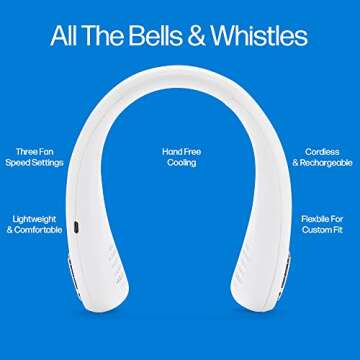 Arctic Air Freedom Personal Air Cooler - Portable 3-Speed Neck Fan, Hands-Free Wearable Design, Lightweight, Cordless And Rechargeable