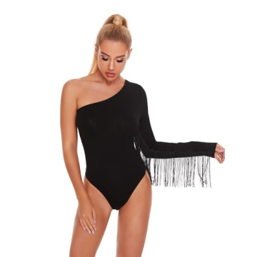 Verdusa One Shoulder Fringe Bodysuit for Women