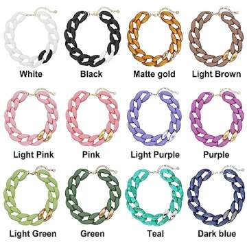 Firstmeet Statement Chunky Acrylic Brown Chain Link Choker Necklace for Women(XL-1088-Light Brown)